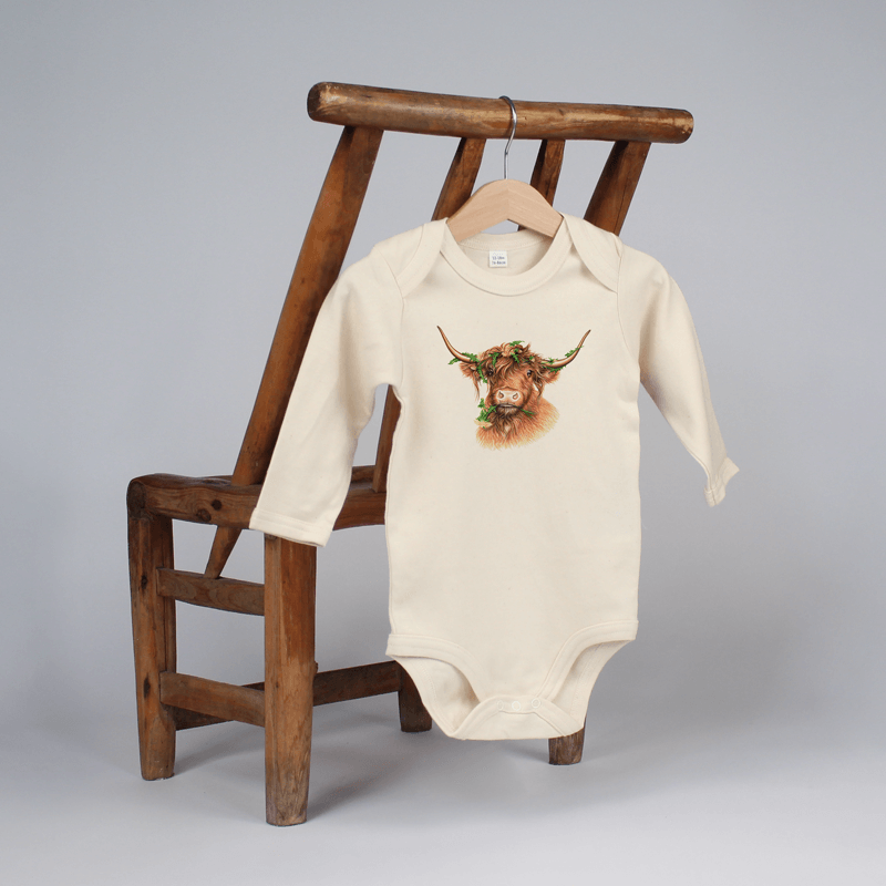 Baby Body langarm - Blumenhochlandrind