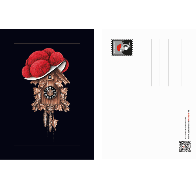 Postkarte Bollenhut Kuckucksuhr