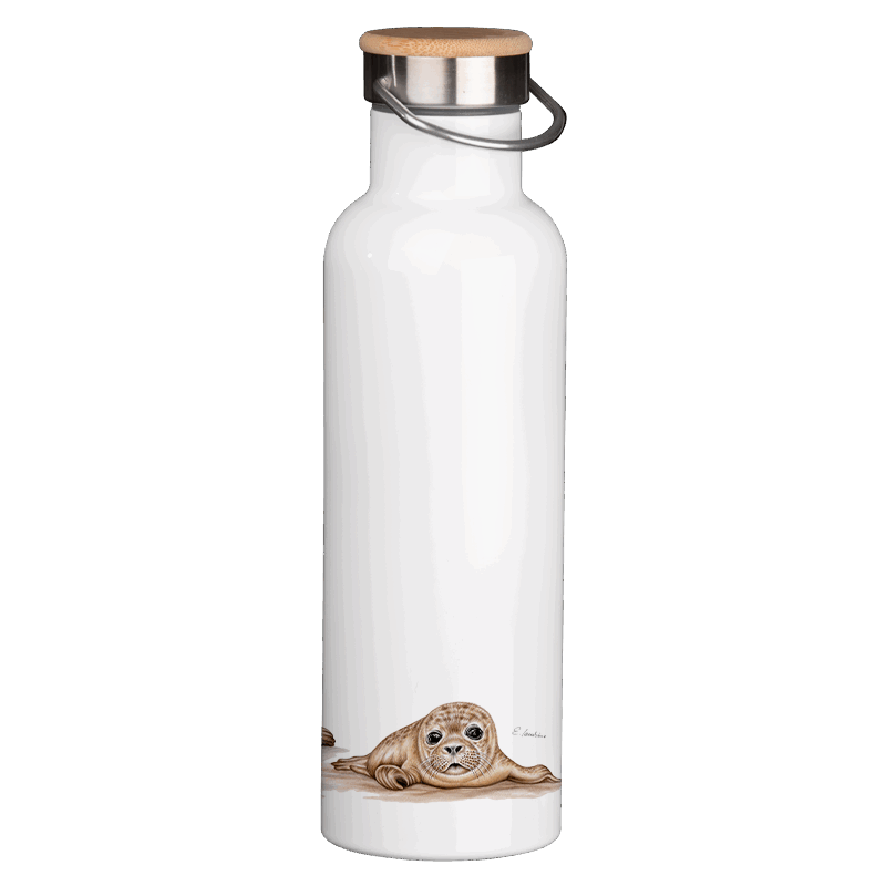 Thermoflasche mit Bambusdeckel - Robben