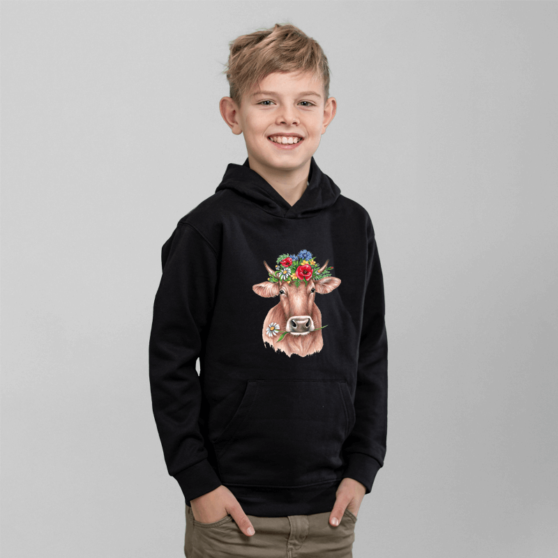 Kinder Hoodie - Blumenkuh