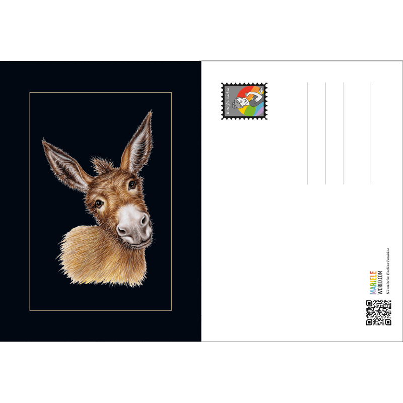 Postkarte Esel