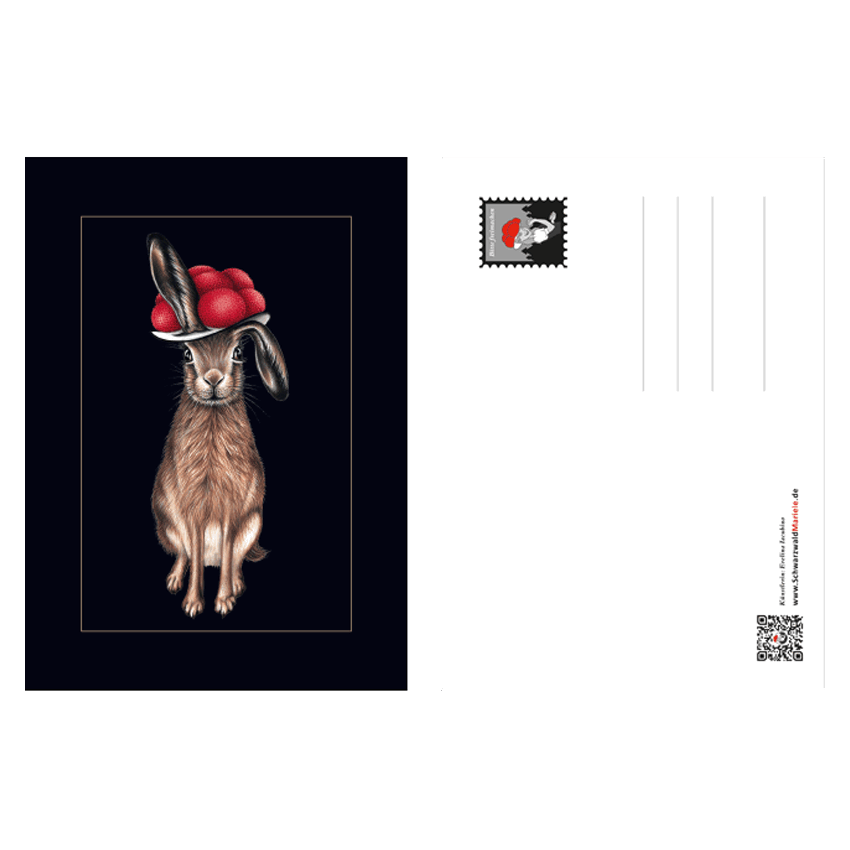 Postkarte Bollenhut Hase