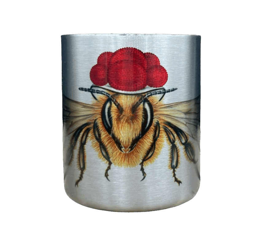 Edelstahltasse - Bollenhut Biene frontal
