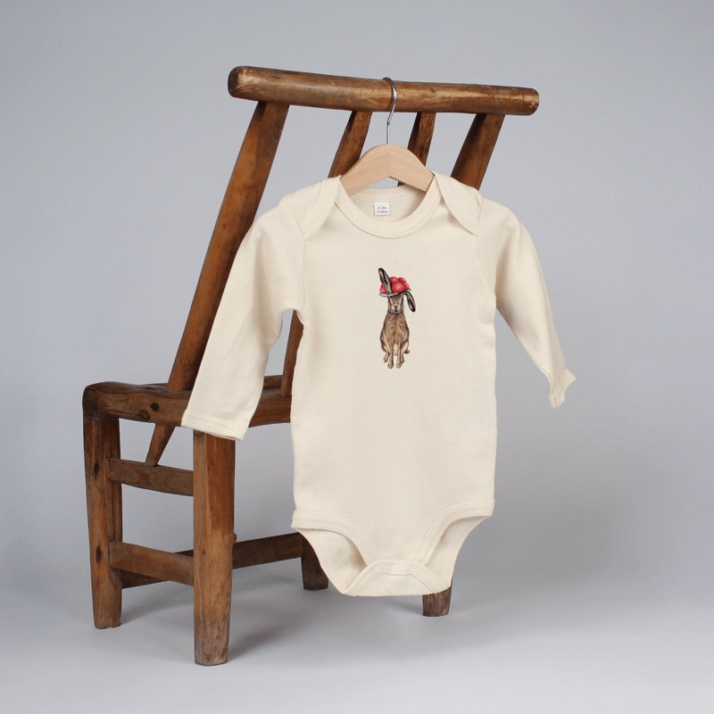 Baby Body langarm - Bollenhut Hase