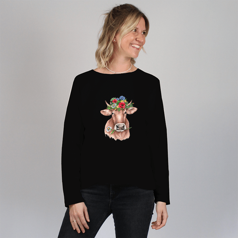 Damen Oversize Sweater - Blumenkuh