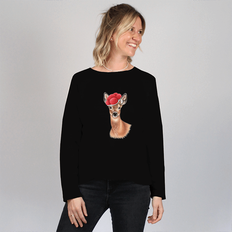 Damen Oversize Sweater - Bollenhut Reh