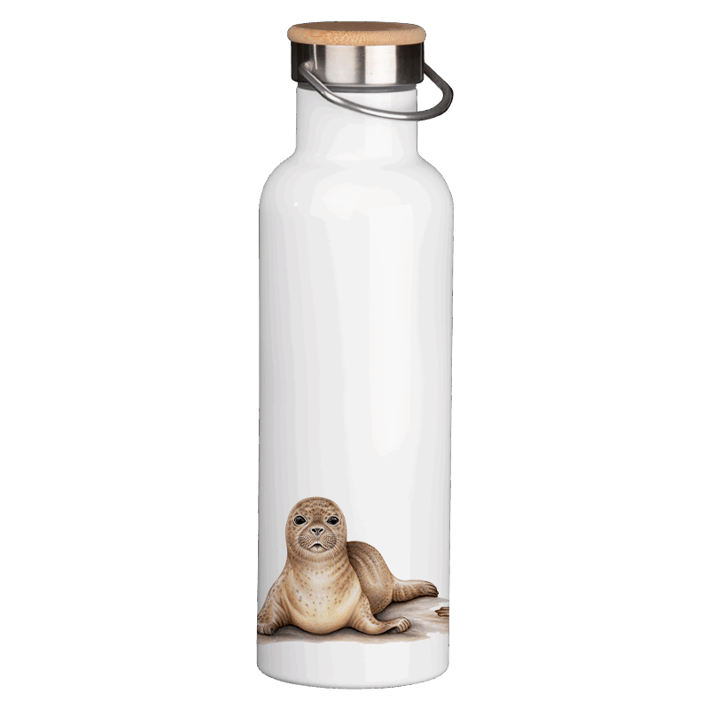 Thermoflasche mit Bambusdeckel - Robben