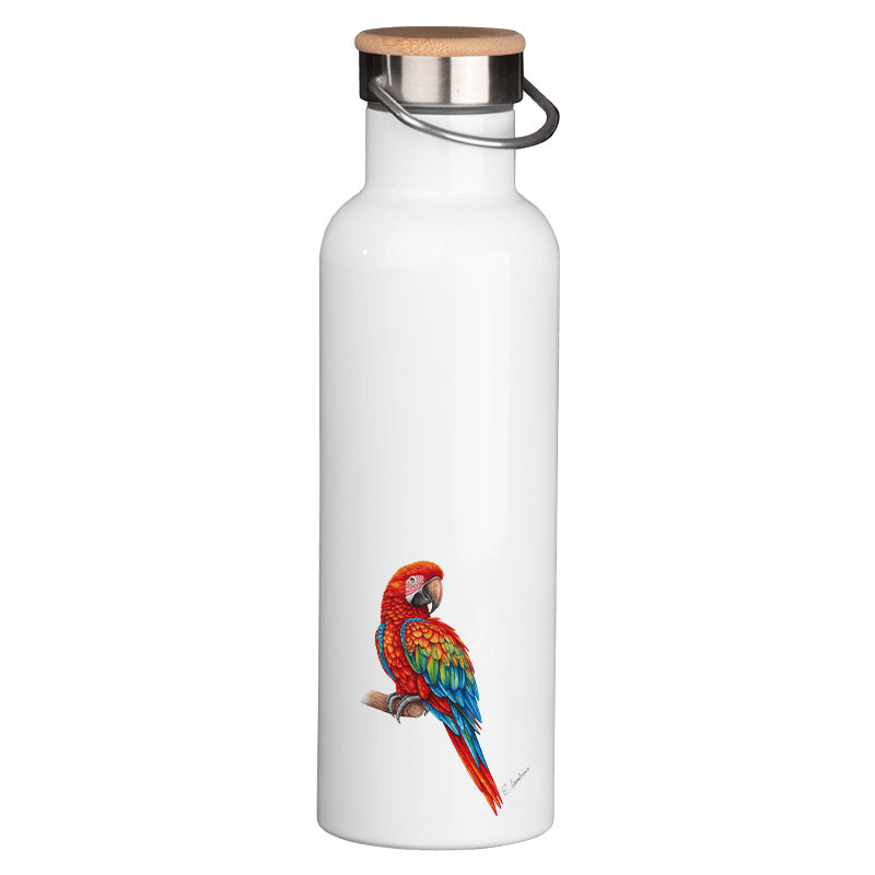 Thermoflasche mit Bambusdeckel - Papagei