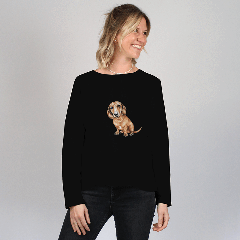 Damen Oversize Sweater - Dackel