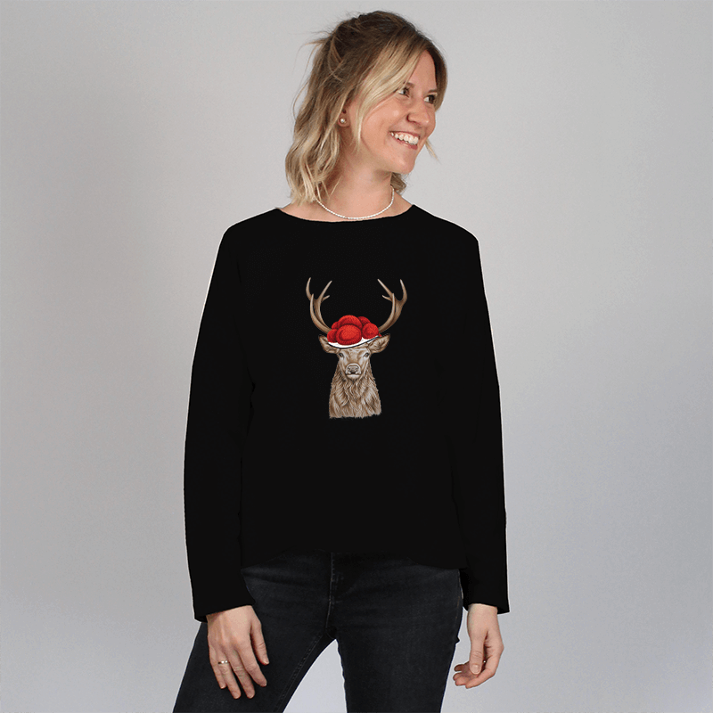 Damen Oversize Sweater - Bollenhut Hirsch 2