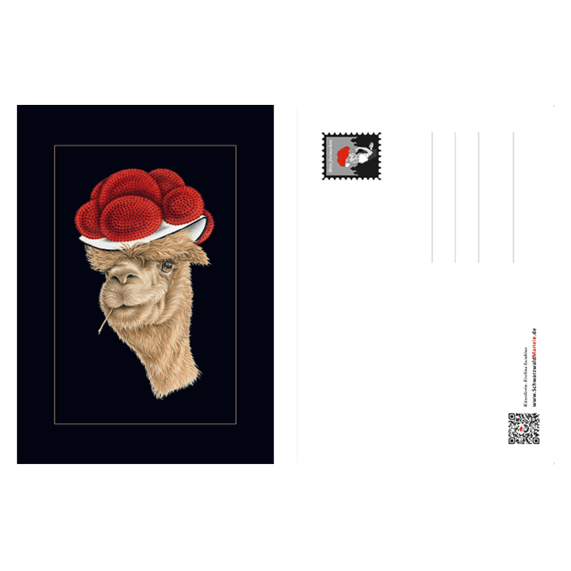 Postkarte Bollenhut Alpaka