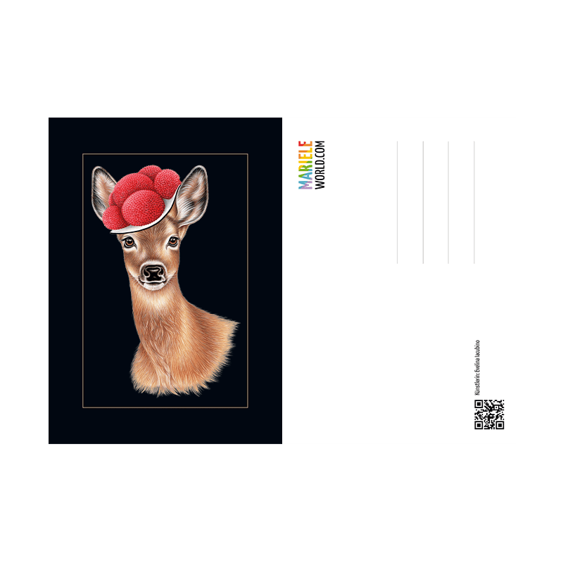 Postkarte Bollenhut Reh