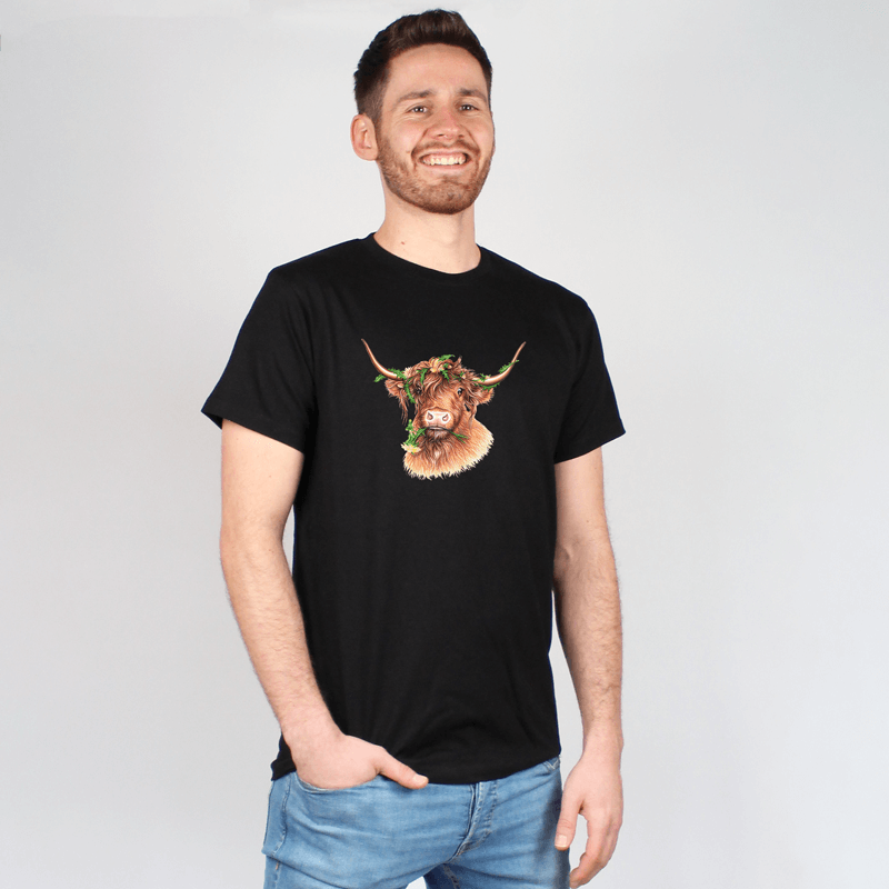 Herren T-Shirt - Blumenhochlandrind
