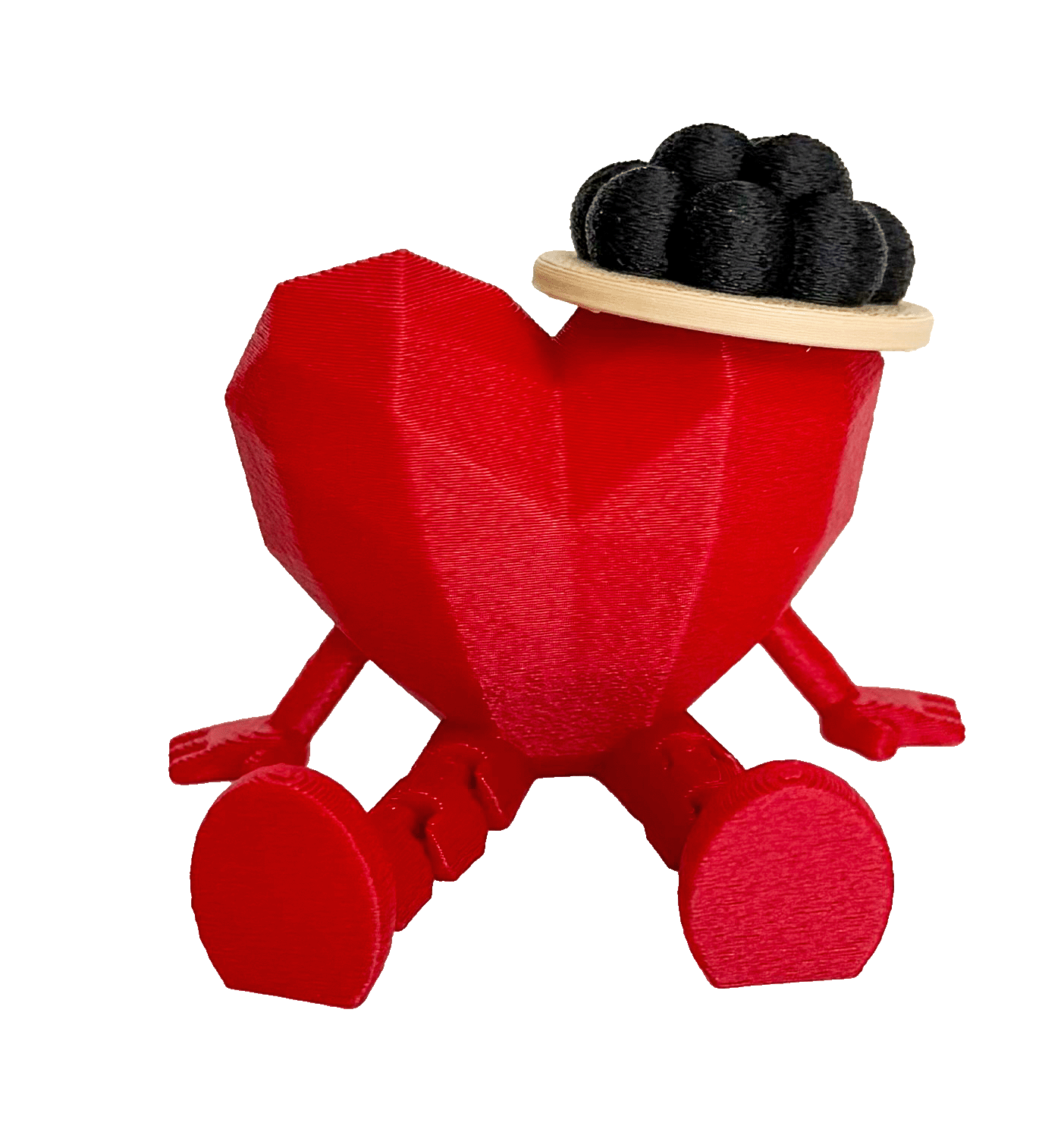 3D Kantensitzer - Bollenhut Herz rot/schwarz
