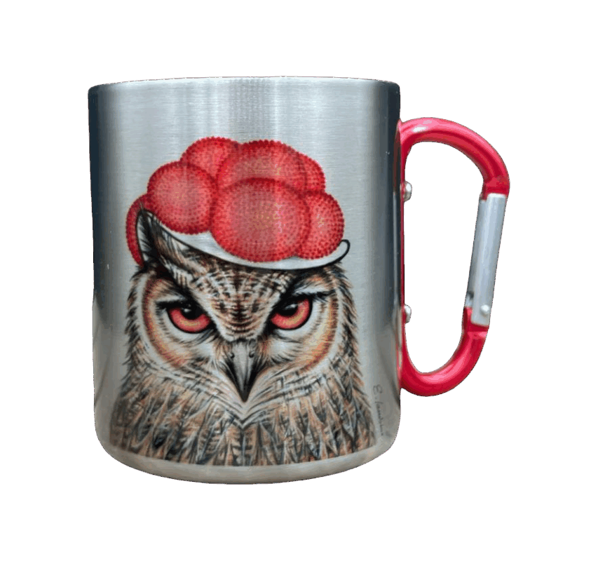 Edelstahltasse - Bollenhut Eule