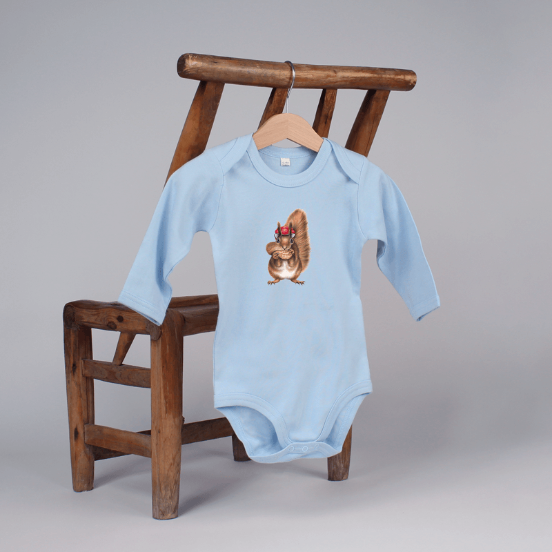Baby Body langarm - Bollenhut Eichhörnchen