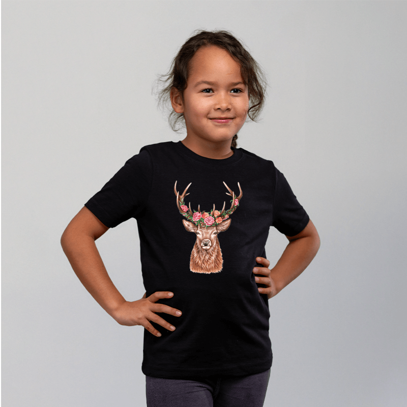Kinder T-Shirt - Blumenhirsch