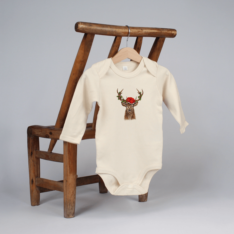Baby Body langarm - Bollenhut Hirsch